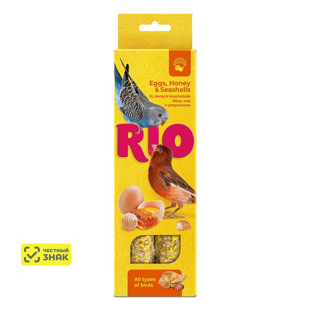 RIO Лакомство Палочки с яйцом и ракушечником для всех видов птиц, 2х40 гр. 1