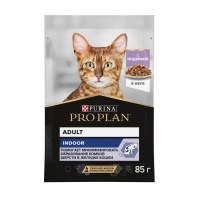 Влажный корм (консервы) PRO PLAN INDOOR для взрослых кошек, живущих дома, с индейкой в желе пауч (85 гр)