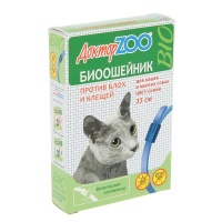 Ошейник Доктор Зоо БИО д/к и д/с мел. пород 35см, 1шт (6 шт.упак.) (Синий)