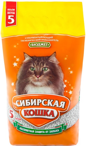 СИБИРСКАЯ КОШКА БЮДЖЕТ наполнитель впитывающий для туалета кошек (5 л)