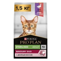 Сухой корм для взрослых стерилизованных привередливых кошек Pro Plan Sterilised Savoury Duo с уткой и печенью 2
