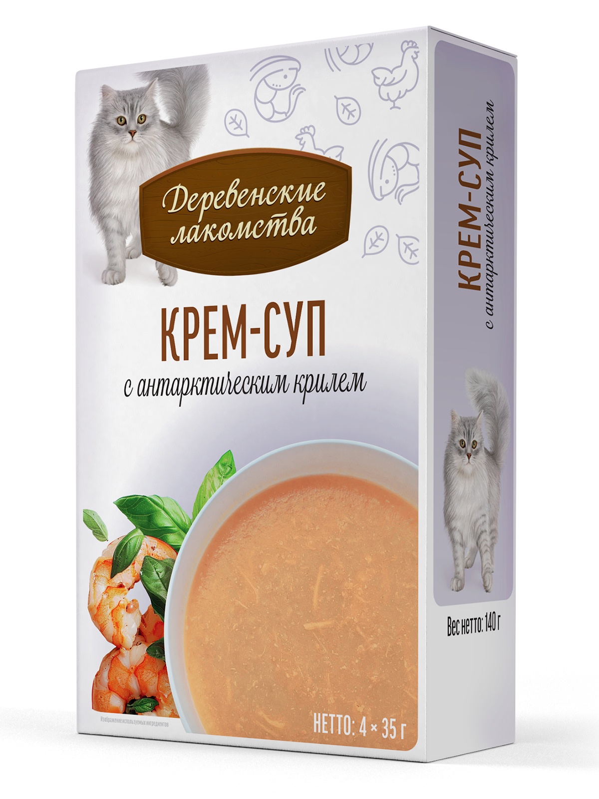 Лакомство для кошек ДЕРЕВЕНСКИЕ ЛАКОМСТВА Крем-суп с антарктическим крилем (4 шт/35 г) 5