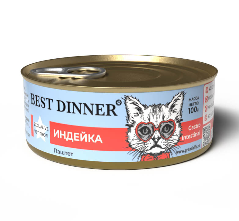 Best Dinner Exclusive консервы для кошек при проблемах пищеварения паштет с индейкой - 100 г х 12 шт 3