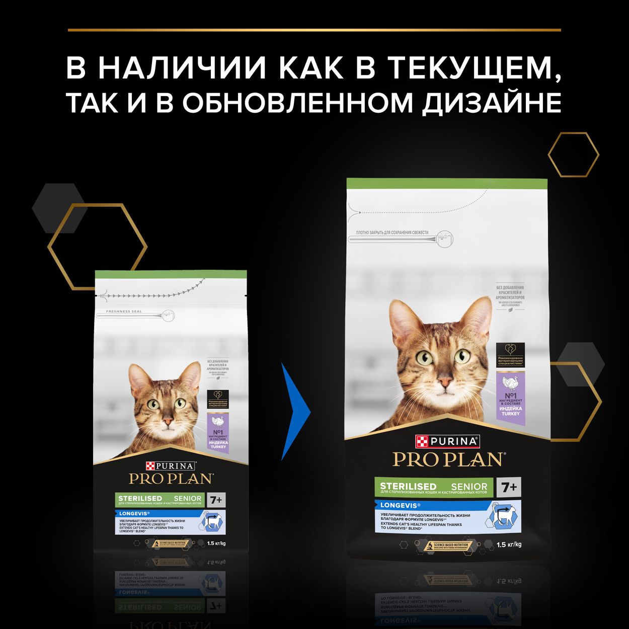 Сухой корм для стерилизованных кошек старше 7 лет Pro Plan Sterilised Longevis с индейкой 1,5 кг 3