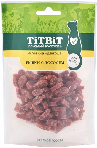 Лакомство для кошек TITBIT Снеки мягкие рыбки с лососем 1