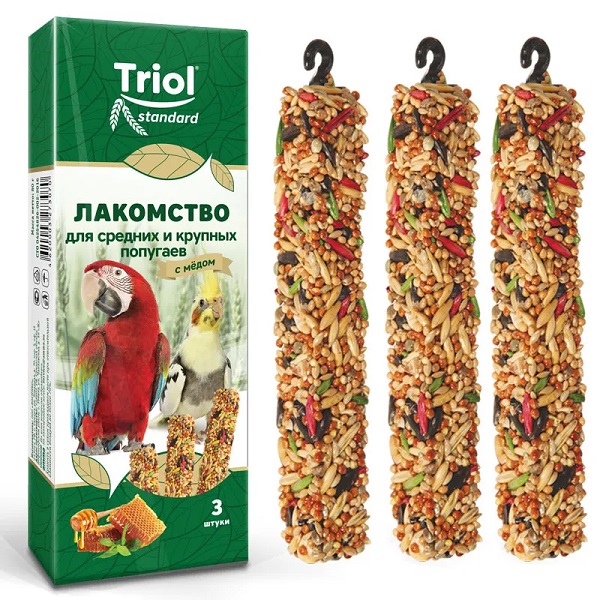 TRIOL STANDARD лакомство для средних и крупных попугаев с мёдом (3 шт)