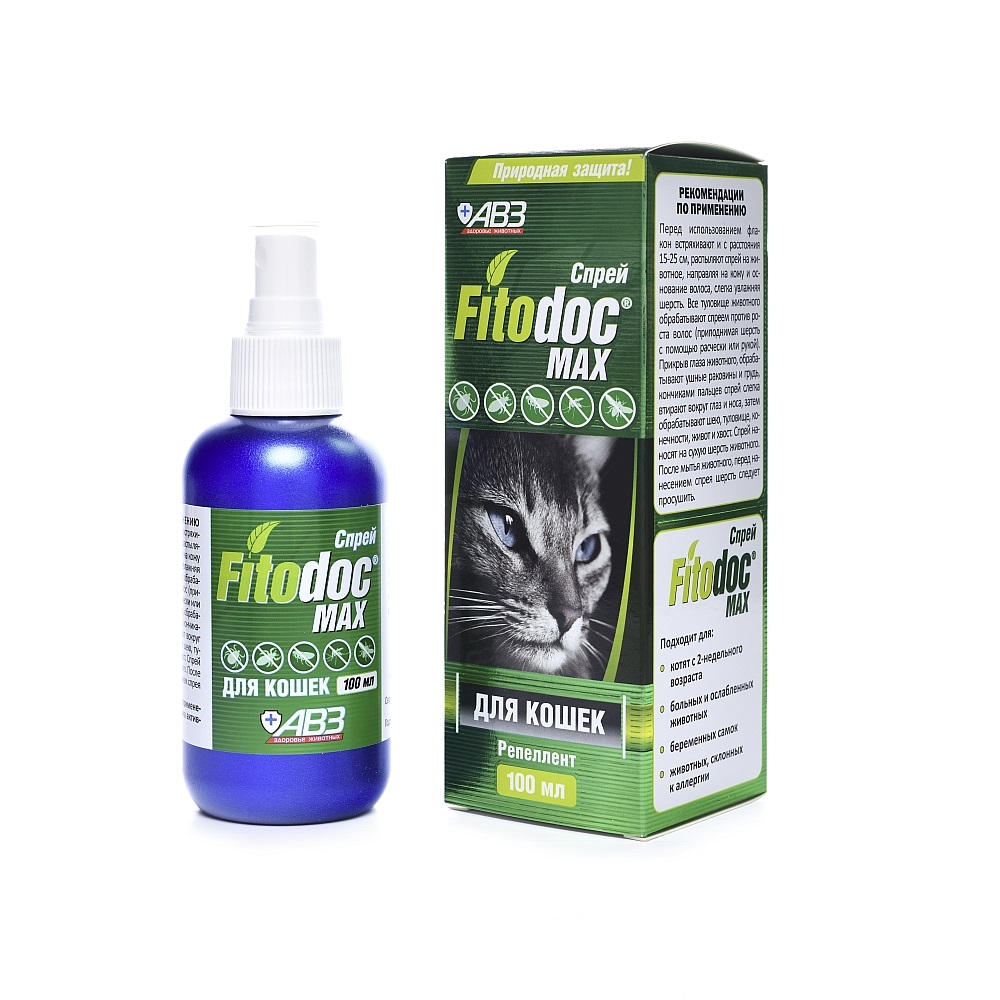 АВЗ Fitodoc Max Спрей репеллентный от блох и клещей для кошек и котят, 100 мл 2