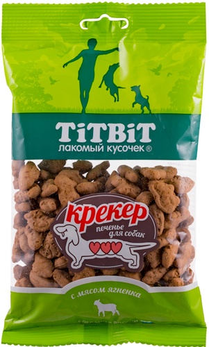 Лакомство для собак мелких пород TITBIT Лакомый кусочек Крекер с мясом ягненка