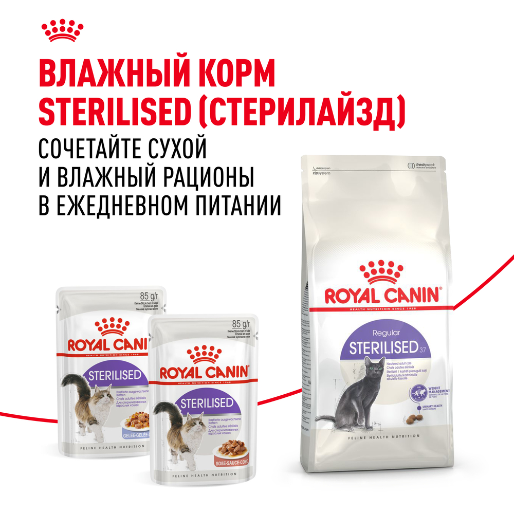 Royal Canin Sterilised 37 Regular Сухой корм для стерилизованных кошек с 1 до 7 лет, 200 гр. 9