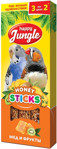 Палочки для птиц Happy Jungle J204 мед и фрукты 3 шт. 90 г 2