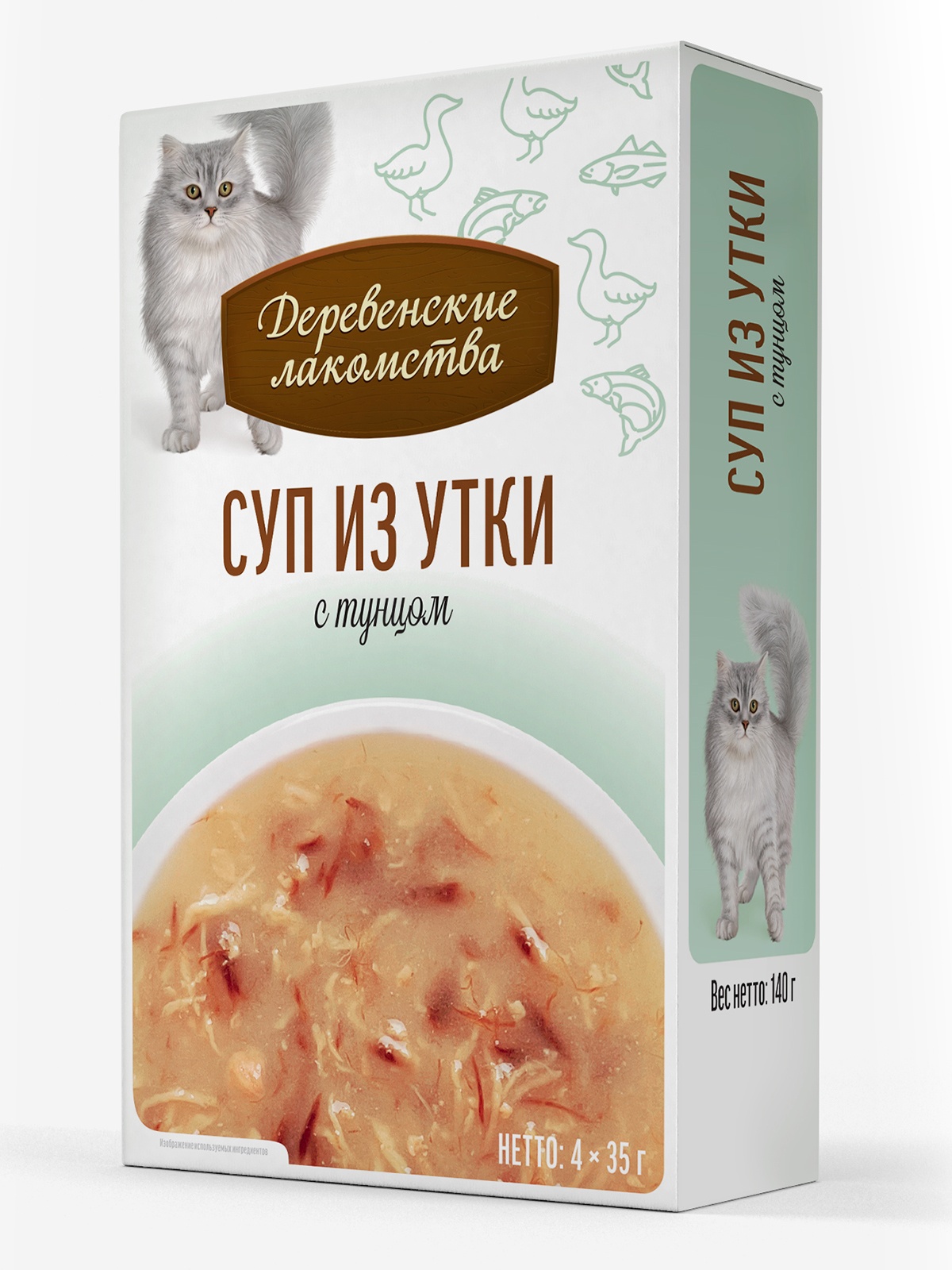 Лакомство для кошек ДЕРЕВЕНСКИЕ ЛАКОМСТВА Суп из утки с тунцом (4 шт/35 г) 5