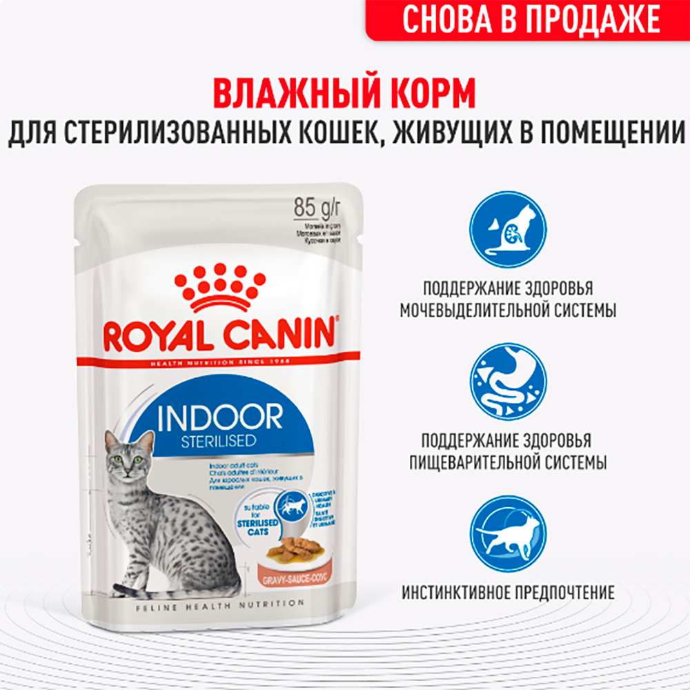 Royal Canin Indoor Sterilised Влажный корм (пауч) для стерилизованных кошек, живущих в помещении, 85 гр. 2