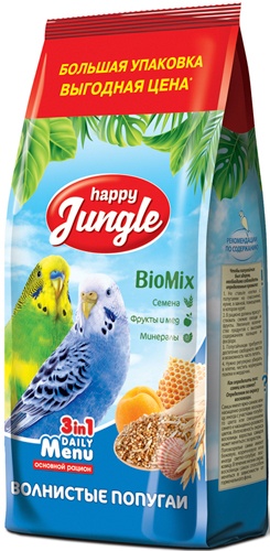 Корм сухой для волнистых попугаев HAPPY JUNGLE 1