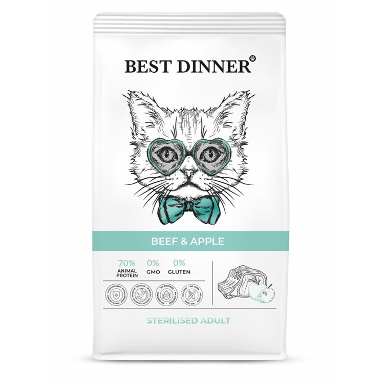 Best Dinner Adult Sterilised Beef & Apple сухой корм для взрослых стерилизованных кошек с говядиной и яблоком - 400 г 4