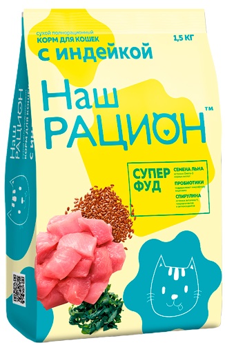 Корм сухой для кошек НАШ РАЦИОН индейка