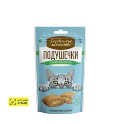Деревенские лакомства Лакомство Подушечки с пюре из курицы для кошек, 30 гр. 4