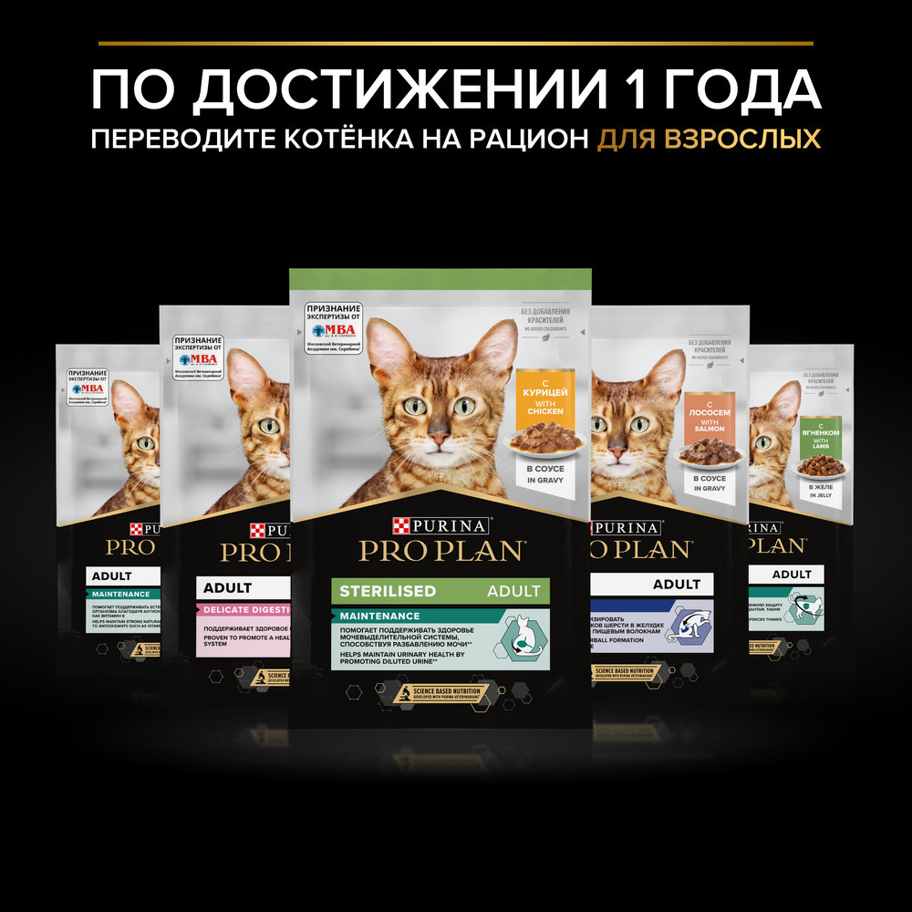 PRO PLAN® Healthy Start Влажный корм (пауч) для котят, с индейкой в соусе, 85 гр. 12