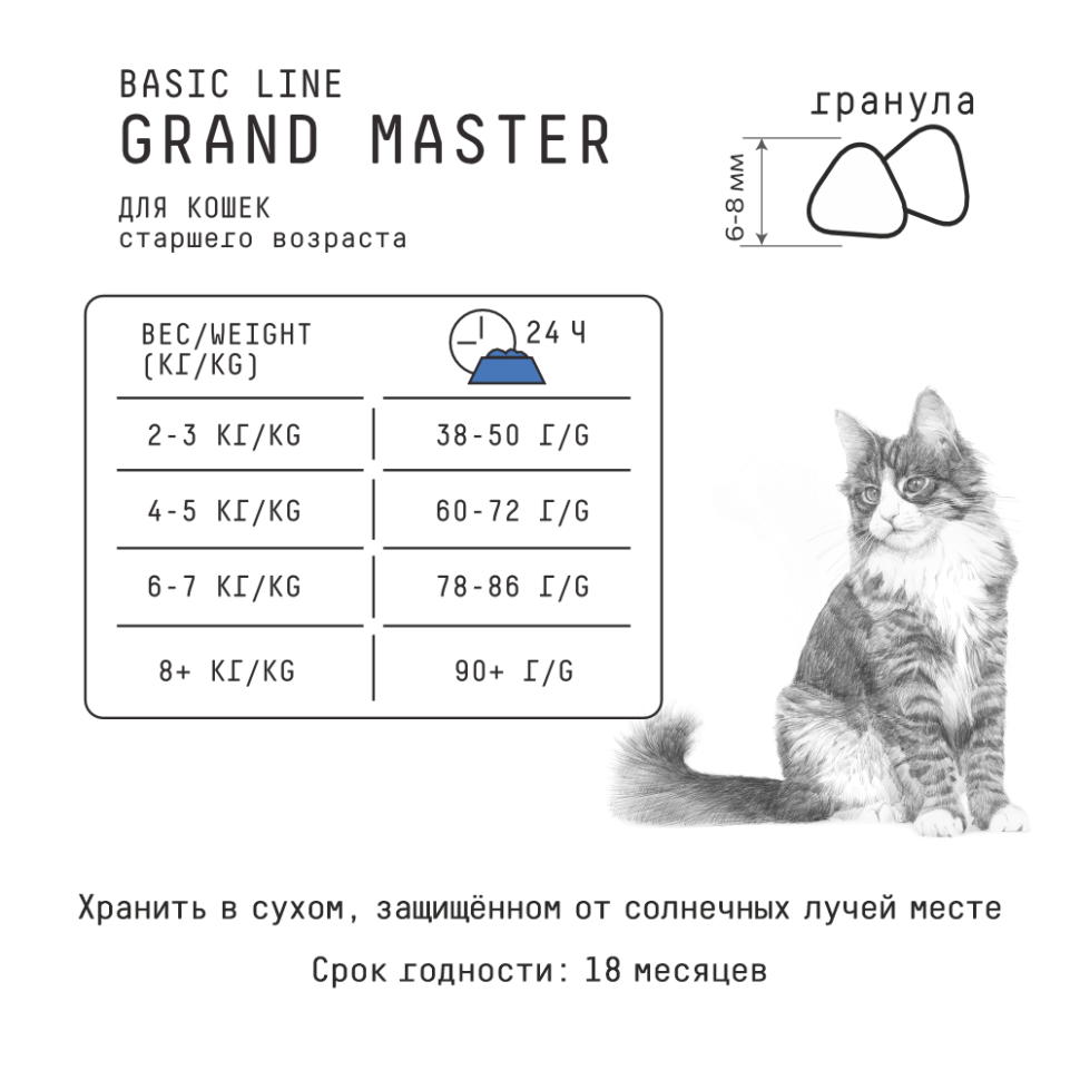 AJO Cat Grand Master сухой корм для пожилых кошек, для профилактики мочекаменной болезни, с курицей - 400 г 6