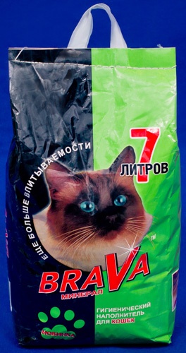 Наполнитель впитывающий бентонитовый для кошек BRAVA Минерал универсальный (7 л)