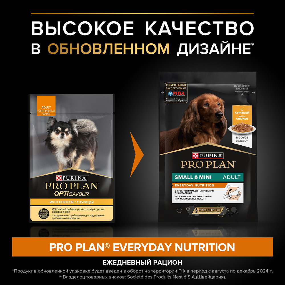 PRO PLAN® Влажный корм (пауч) для взрослых собак мелких и карликовых пород, с курицей в соусе, 85 г 3