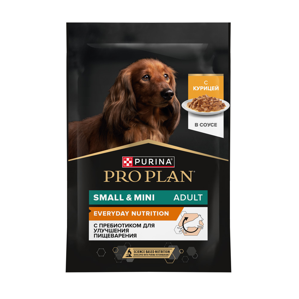 PRO PLAN® Влажный корм (пауч) для взрослых собак мелких и карликовых пород, с курицей в соусе, 85 г 2