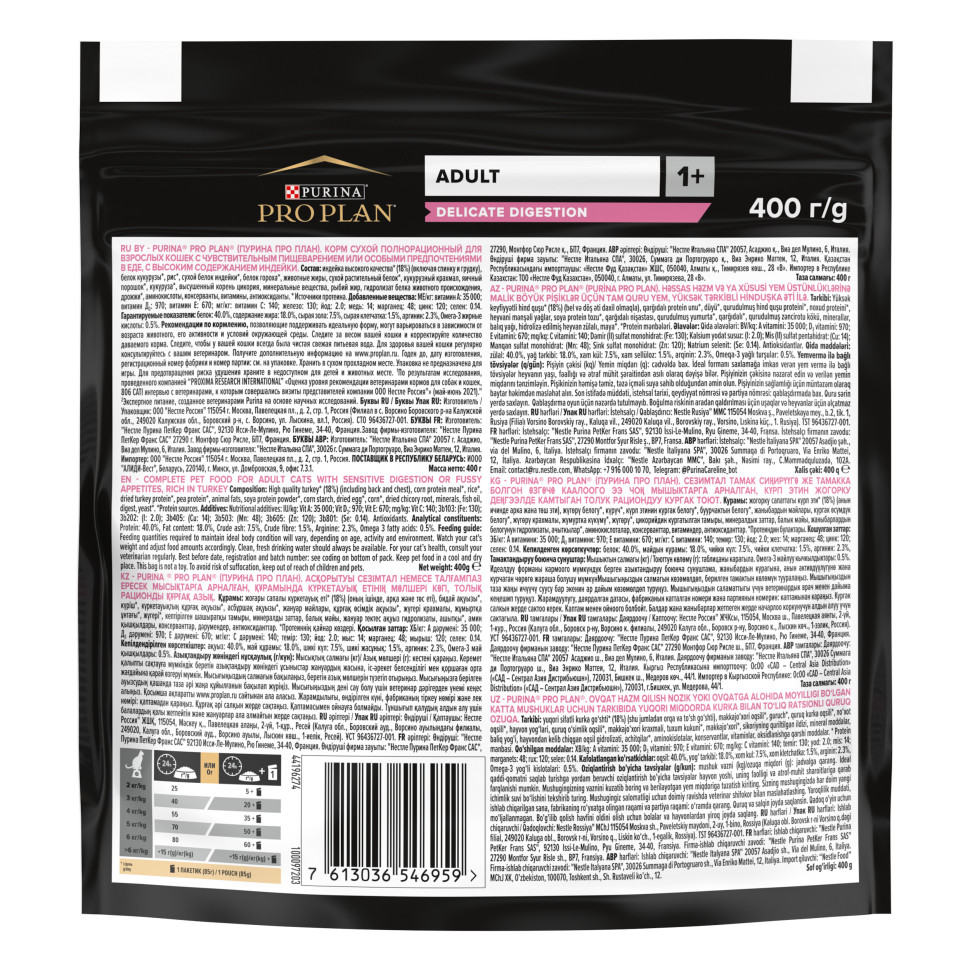 Purina Pro Plan Delicate сухой корм для взрослых кошек с чувствительным пищеварением с индейкой 3