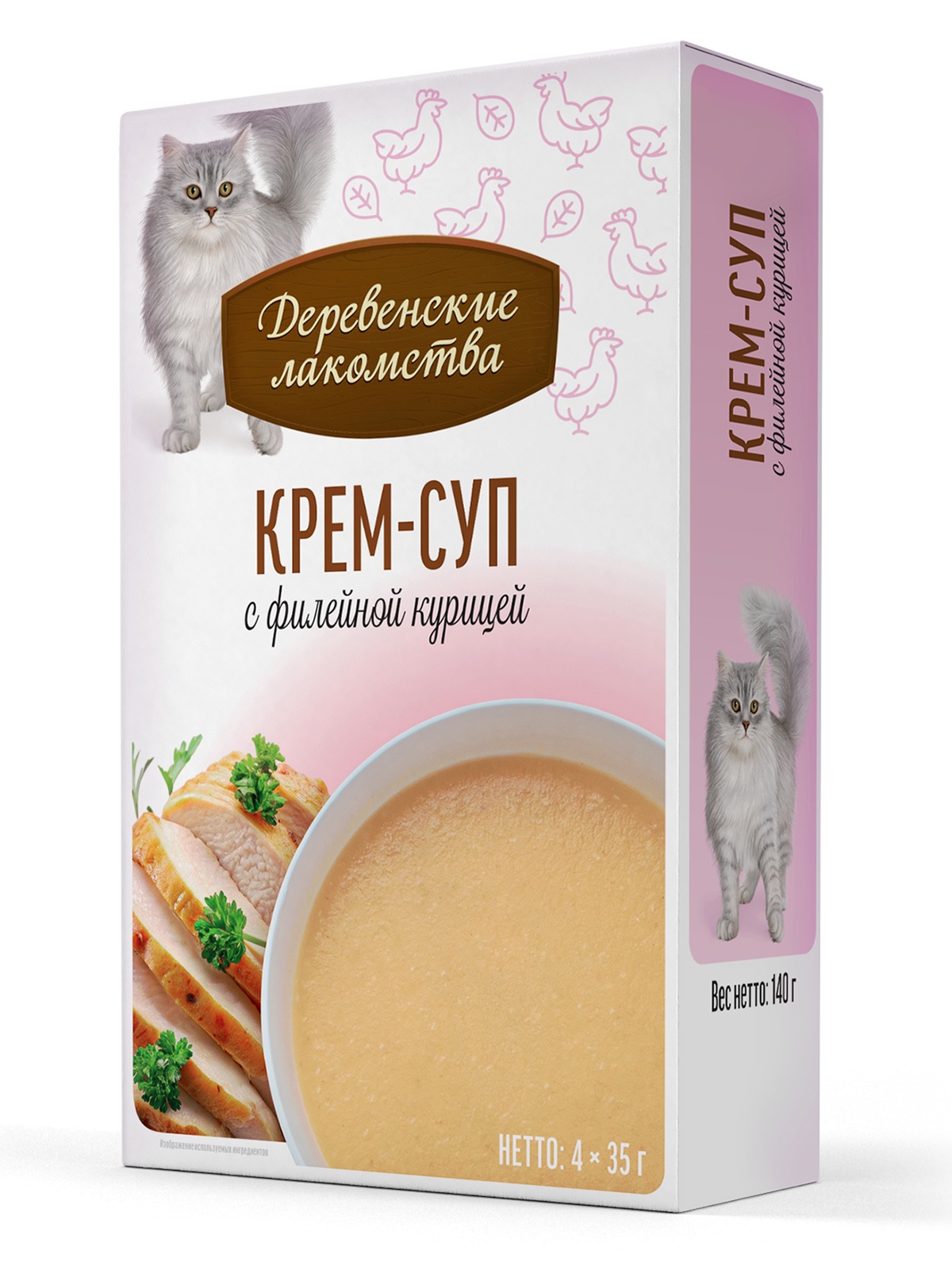 Лакомство для кошек ДЕРЕВЕНСКИЕ ЛАКОМСТВА Крем-суп с филейной курицей (4 шт/35 г) 5