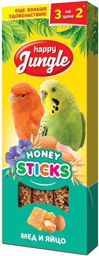 Лакомство для птиц HAPPY JUNGLE Палочки мед+яйцо