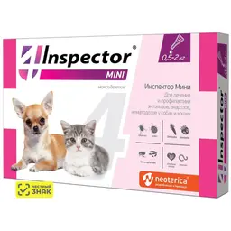 Inspector Инспектор мини Капли на холку от блох, клещей и гельминтов для кошек и собак весом от 0,5 до 2 кг, 1 пипетка 2