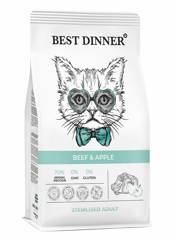 Best Dinner Adult Sterilised Beef & Apple сухой корм для взрослых стерилизованных кошек с говядиной и яблоком - 400 г 3