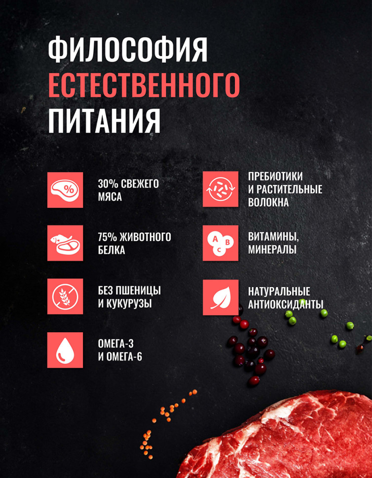 Одно Мясо Монопротеин сухой корм для взрослых собак всех пород с говядиной - 800 г 3