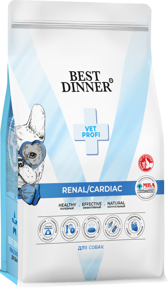 Best Dinner Vet Profi Renal/Cardiac сухой диетический корм для взрослых собак всех пород при острой или хронической болезни почек и заболеваниях сердца - 2 кг 2