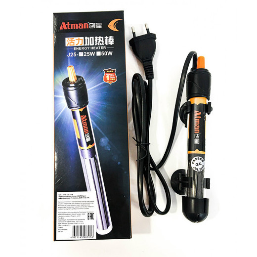 Нагреватель Atman  HEATER для аквариумов до 25 литров, 25W t=18-34C