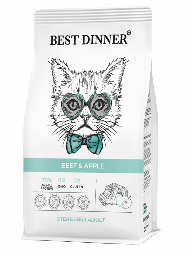 Best Dinner Adult Sterilised Beef & Apple сухой корм для взрослых стерилизованных кошек с говядиной и яблоком - 400 г 2