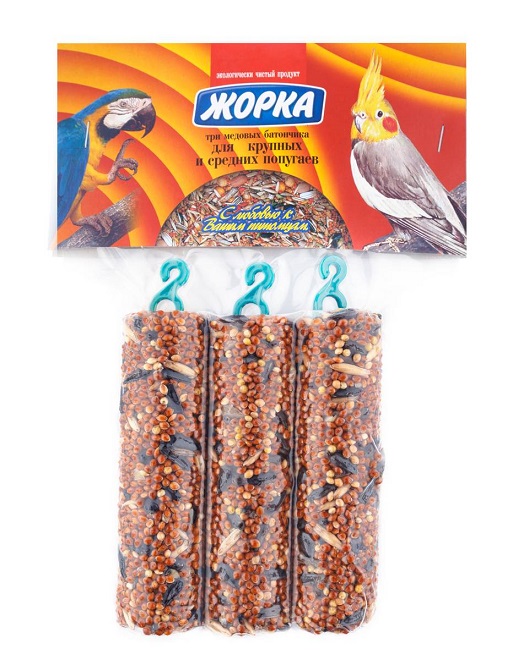 Лакомство Жорка Три медовых батончика для средних и крупных попугаев