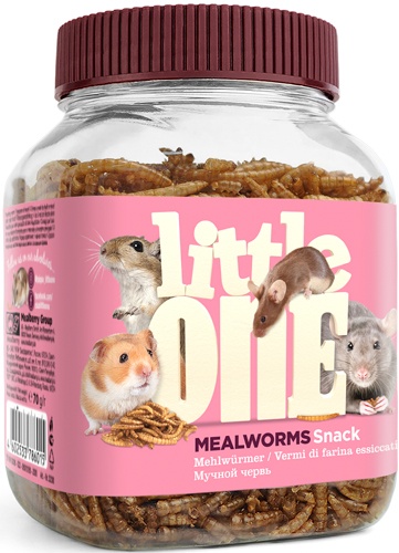Little One Лакомство для всеядных грызунов Мучной червь, 70 г 3