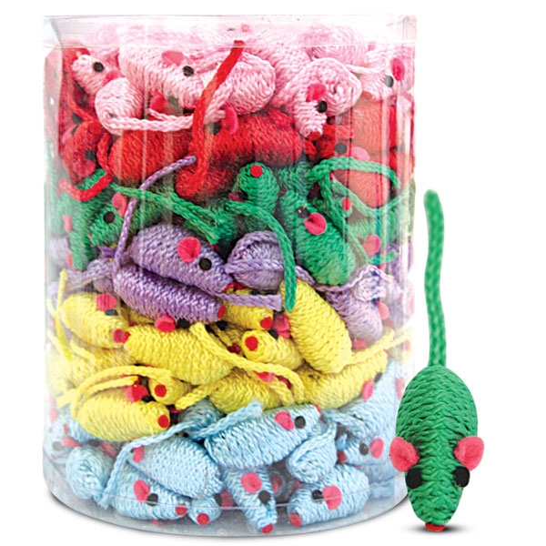 Игрушка для кошек Мышь 5 см цветная веревка 589NT Триол