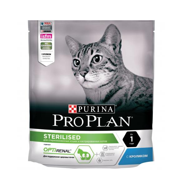 Pro Plan Adult Sterilised Adult Renal Plus сухой корм для взрослых стерилизованных кошек, с кроликом - 400 г