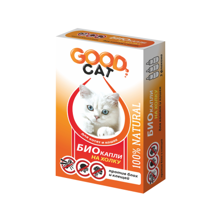 Капли Good Cat Био для котят и кошек от блох и клещей 1 мл 3 шт.