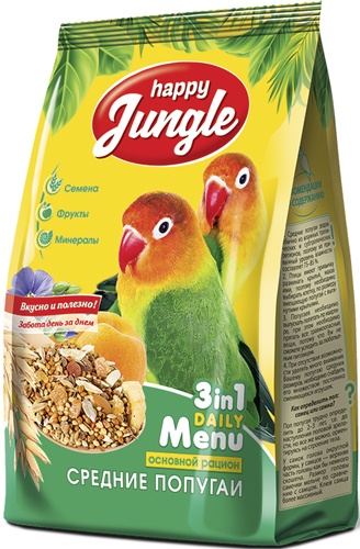 Корм для средних попугаев HAPPY JUNGLE
