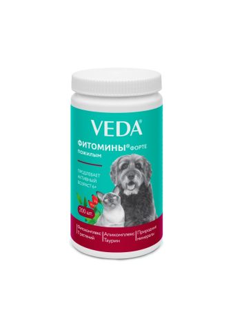 ФИТОМИНЫ ФОРТЕ для пожилых собак и кошек уп. 200 таблеток VEDA