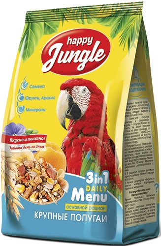 Корм для крупных попугаев HAPPY JUNGLE 500 г