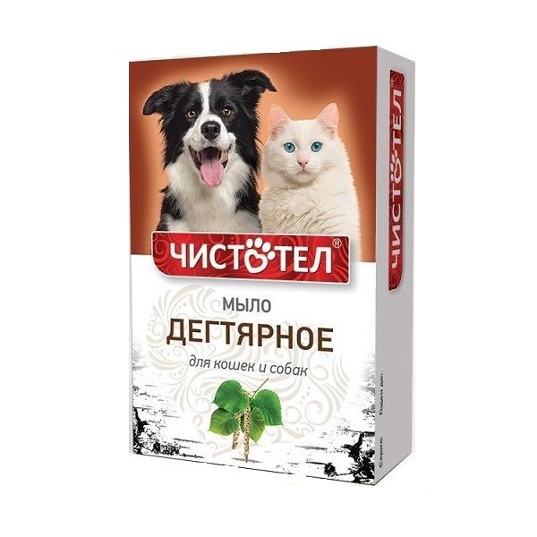 ЧИСТОТЕЛ мыло дегтярное для собак и кошек (80 гр)