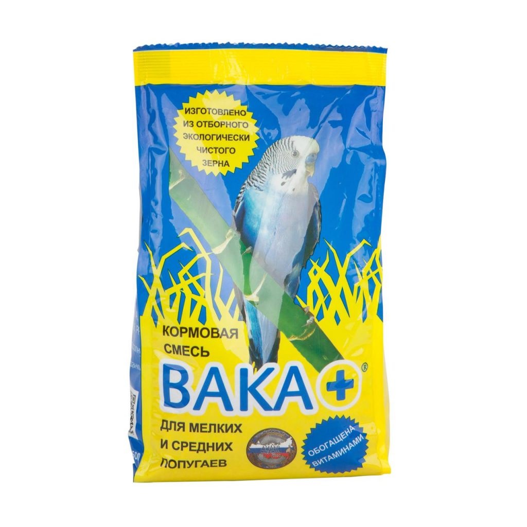 Вака Кормовая смесь для мелких и средних попугаев, 500 гр.