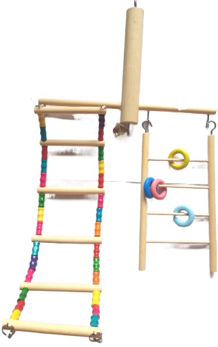 Игровой комплекс с лесенкой и кольцами 20 x 45 см для птиц