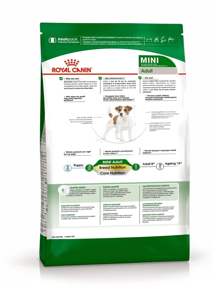 Сухой корм ROYAL CANIN MINI ADULT для взрослых собак мелких пород от 10 месяцев (0,8 кг) 1