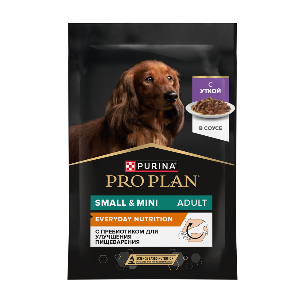 PRO PLAN® Влажный корм (пауч) для взрослых собак мелких и карликовых пород, с уткой в соусе, 85 гр. 2
