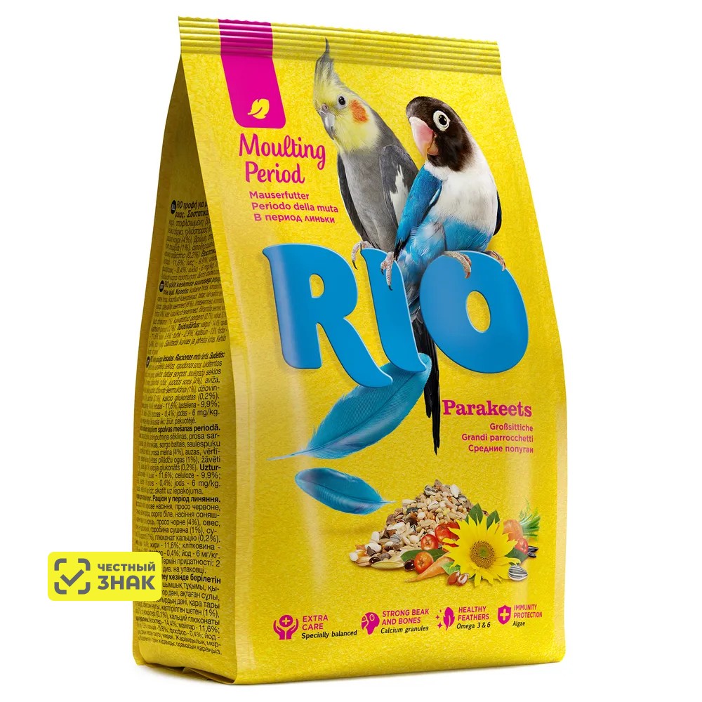 Корм для средних попугаев RIO в период линьки, 1 кг 2