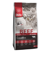 Сухой корм BLITZ SENSITIVE ADULT CAT BEEF для взрослых кошек с говядиной