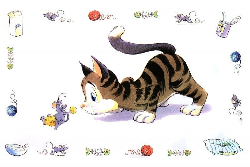 Коврик под миску с рисунком "Кошка", Трикси